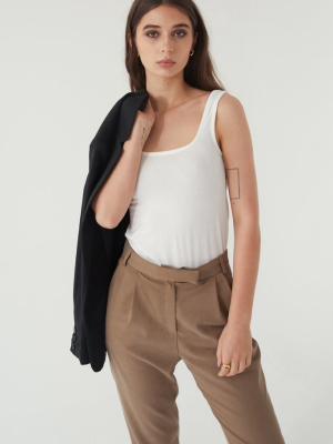 High Waisted Pleated Trouser