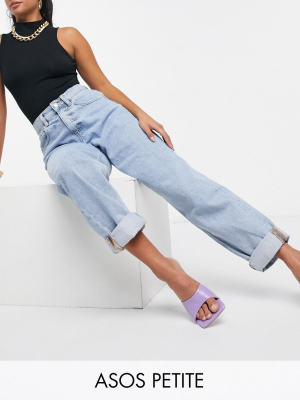 Asos Design Petite Recycled High Rise 'slouchy' Mom Jeans In Lightwash