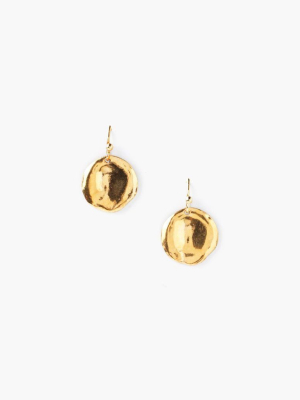Yellow Gold Coin Drop Earrings