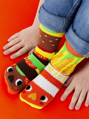 Pals Socks Kids Collectible Mismatched Socks- Burger & Fries