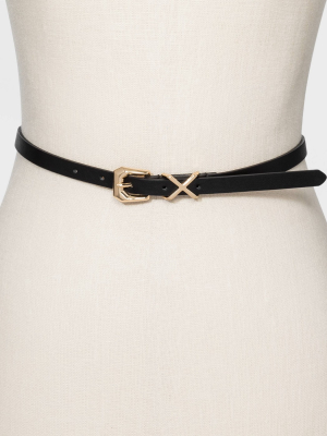 Women's 2 Pack Mini Round Sculpted Harness Belt - A New Day™ Black