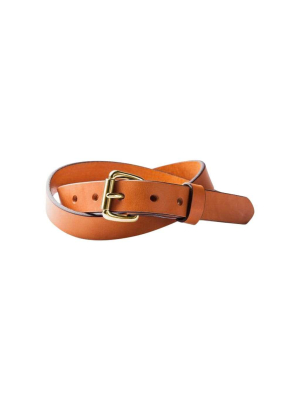 Saddle Tan Skinny Standard Belt W/ Brass Buckle