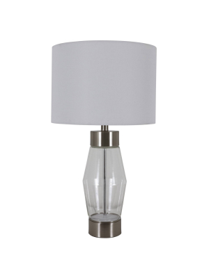 26" Glass And Metal Cadance Convex Clear Table Lamp (includes Led Light Bulb) Brushed Steel - Decor Therapy