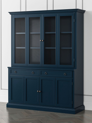 Cameo Indigo 2-piece Entertainment Center With Wood And Glass Doors