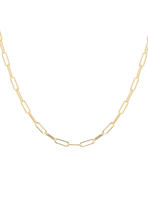 14k Gold Small Paperclip Chain Necklace