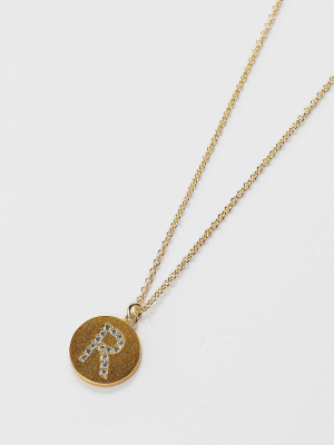 The "r" Initial Necklace In Gold