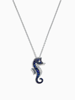 Effy Seaside 14k White Gold Sapphire & Diamond Seahorse Pendant, 0.78 Tcw