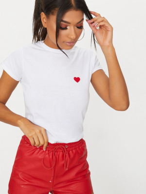 White Love Heart Jersey T Shirt