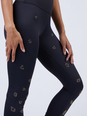 Tigra Beaded High Waist Leggings - Black Leopard Print