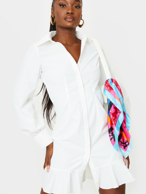 Tall White Frill Detail Shirt Dress