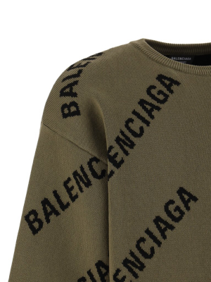 Balenciaga Allover Logo Intarsia Sweater