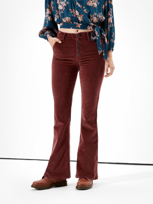 Ae Super High-waisted Corduroy Flare Pant