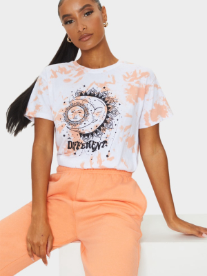 Orange Indifferent Tie Dye Printed T Shirt