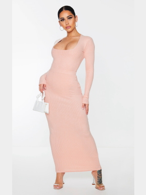 Shape Pink Brushed Rib Midaxi Skirt