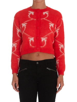 Pinko Cropped Monogram Jacquard Cardigan