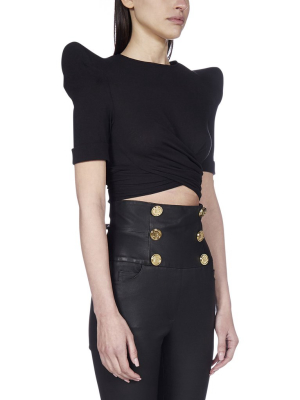 Balmain Structured Shoulder Cropped Top