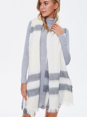 Striped Frayed Oblong Scarf