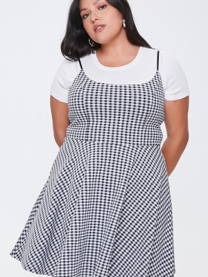 Plus Size Gingham Mini Dress