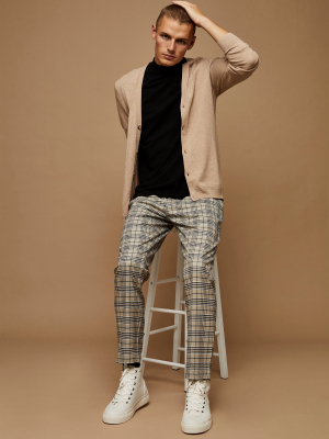 Neutral Check Skinny Sweatpants