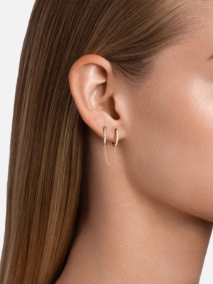 Avery Huggie Earring, 14k Gold Pavé