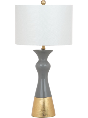 (set Of 2) 30.5" Iris Table Lamp Gray/gold (includes Cfl Light Bulb) - Safavieh