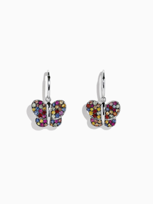 Effy 925 Sterling Silver Multi Sapphire Butterfly Earrings, 1.62 Tcw