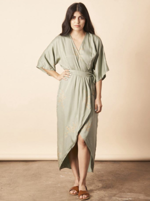 Cherry Blossom Modal Maxi Wrap - Sage + Gold