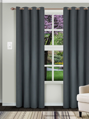 Blue Nile Mills Solid Room Darkening Noise Reducing Thermal Blackout Curtain Set