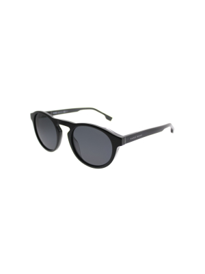 Hugo Boss Boss 0973 08a Ir Unisex Round Sunglasses Black Grey 50mm