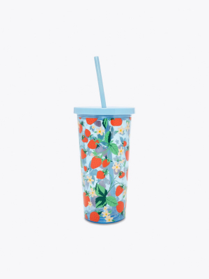 Sip Sip Tumbler With Straw - Strawberry Field