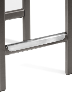 Interlude Home Diego Counter Stool - Brushed Steel & Grey