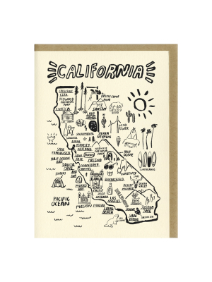 California Map Greeting Card In Cream