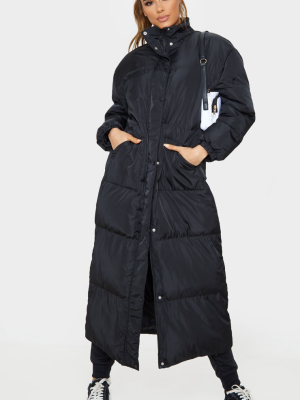 Tall Black Longline Puffer Coat