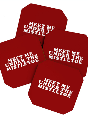 Leah Flores Mistletoe Kiss Coaster Set - Deny Designs