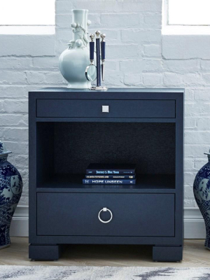 Frances 2 Drawer Side Table Navy Blue