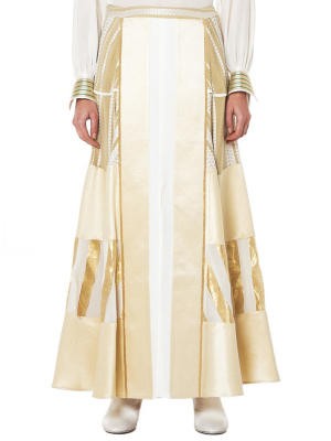 'ionia' Paneled Maxi Skirt (clsk094-ionia-light-gold)