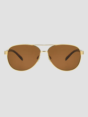 Women's Tortoise Shell Aviator Sunglasses With Polarized Lenses - A New Day™ Gold