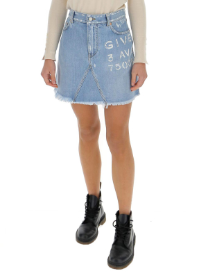 Givenchy Destroyed Denim Mini Skirt