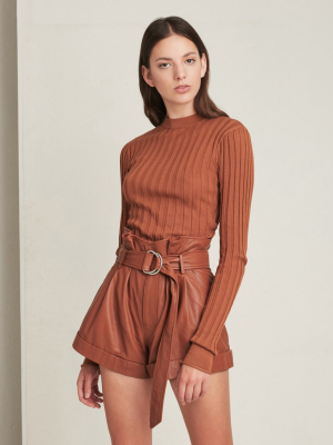 Dixon Paper Bag Leather Short In Sienna