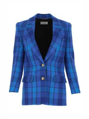 Saint Laurent Check Single Breasted Blazer