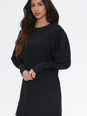 French Terry Gigot-sleeve Dress