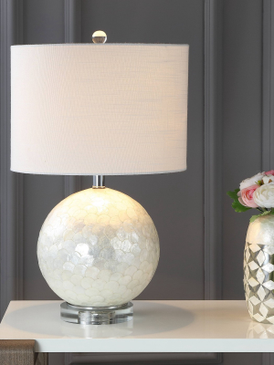 23.5" Zuri Capiz Seashell Sphere Table Lamp (includes Led Light Bulb) White - Jonathan Y