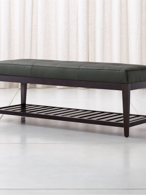 Nash Leather Small Tufted Bench With Slats