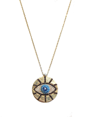 Sterling Pave Evil Eye Necklace