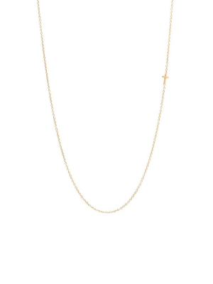 14k Itty Bitty Off-center Cross Necklace