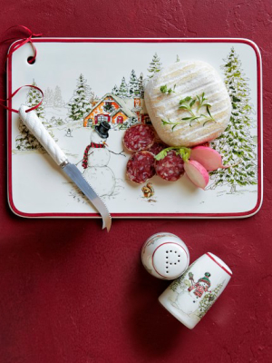 Snowman Cheese Board With Knife