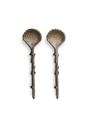 Tag Neptune Scallop Spoon Set Of 2 Aluminum With Gold Plated Finish