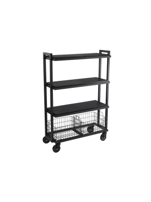 Cart System With Wheels 4 Tier Black - Atlantic