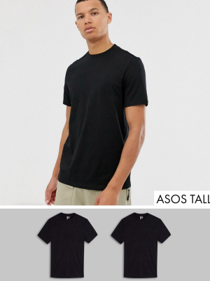 Asos Design Tall 2 Pack Organic T-shirt With Crew Neck