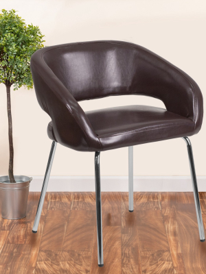 Flash Furniture Fusion Series Contemporary Leathersoft Side Reception Chair With Chrome Legs